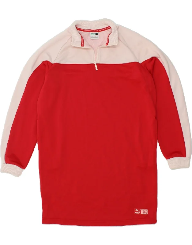 PUMA Womens Sweatshirt Jumper Dress UK 10 Small Red Colourblock Polyester Hoodie with Puffed Sleeves Voluminous Trendy PUMA Womens Sweatshirt Jumper Dress UK 10 Small Red Colourblock Polyester Hoodie with Puffed Sleeves Voluminous Trendy
