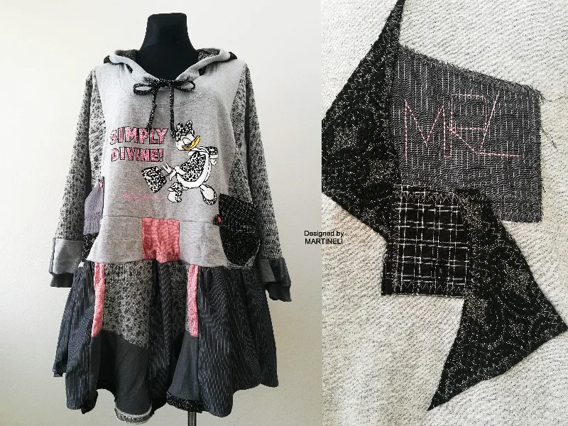 Plus Size Hooded Dress,3X Daisy Duck Sweatshirt Dress Hoodie with Illustration Artistic Creative Plus Size Hooded Dress,3X Daisy Duck Sweatshirt Dress Hoodie with Illustration Artistic Creative