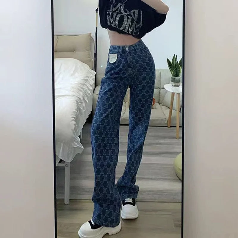 Streetwear Korean Jeans Woman High Waist Y2k Straight Baggy Pants Girl Printing Leg Wide Pants Casual Denim Trousers Trousers Exclusive Limited Streetwear Korean Jeans Woman High Waist Y2k Straight Baggy Pants Girl Printing Leg Wide Pants Casual Denim Trousers Trousers Exclusive Limited