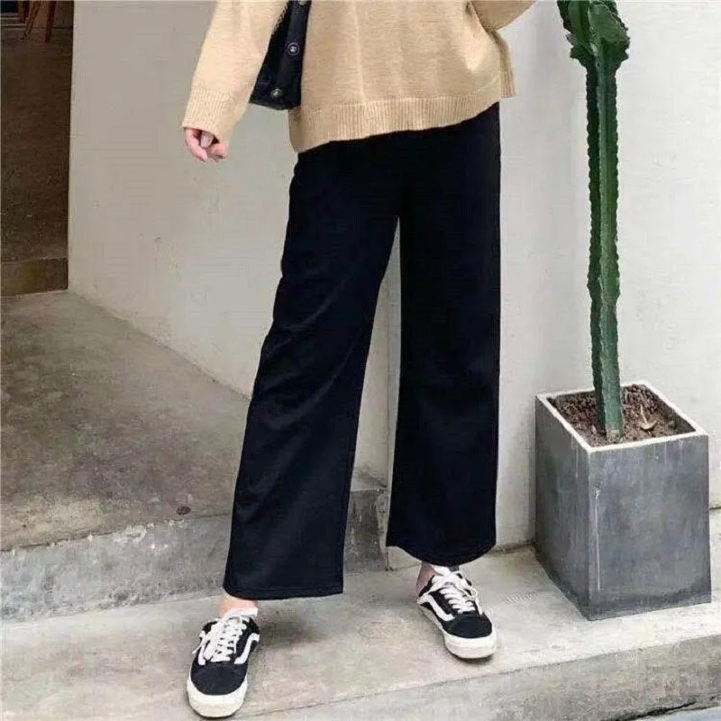 Large Big Plus Size Loose Summer Casual Wide Leg Pants For Women Black Female Cropped Trousers Elastic Soft Lady Pants Trousers Brand Named Large Big Plus Size Loose Summer Casual Wide Leg Pants For Women Black Female Cropped Trousers Elastic Soft Lady Pants Trousers Brand Named