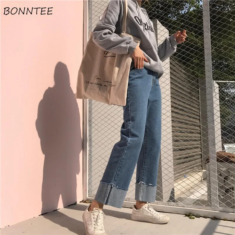 Jeans Women Boyfriend Denim Cuffs Ankle-Length Autumn Loose College Straight All-match Casual Feminino Trouser BF Chic Aesthetic Trousers Versatile Stylish Jeans Women Boyfriend Denim Cuffs Ankle-Length Autumn Loose College Straight All-match Casual Feminino Trouser BF Chic Aesthetic Trousers Versatile Stylish