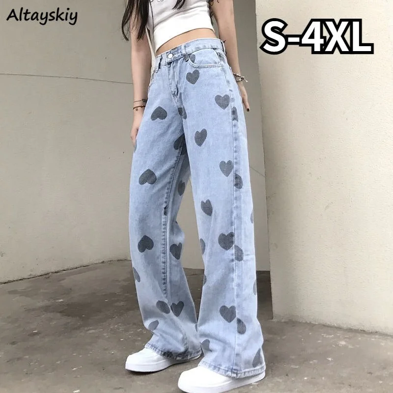 Plus Size Jeans Women Printing Love Cool Girls Design Casual All-match Pockets High Waist Straight Ulzzang Chic Trouser Trousers Winter Warm Plus Size Jeans Women Printing Love Cool Girls Design Casual All-match Pockets High Waist Straight Ulzzang Chic Trouser Trousers Winter Warm