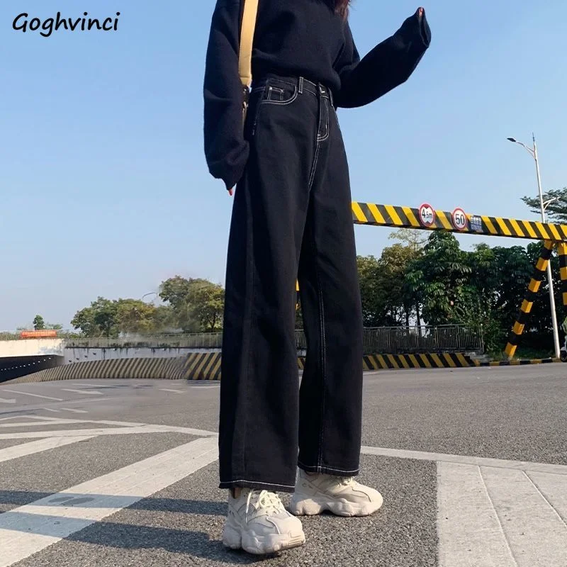 Jeans Women All-match Korean Style Mopping Trousers Denim Vintage Black Solid High Waist Autumn Baggy Chic Ulzzang Street Casual Trousers Summer Linen Jeans Women All-match Korean Style Mopping Trousers Denim Vintage Black Solid High Waist Autumn Baggy Chic Ulzzang Street Casual Trousers Summer Linen