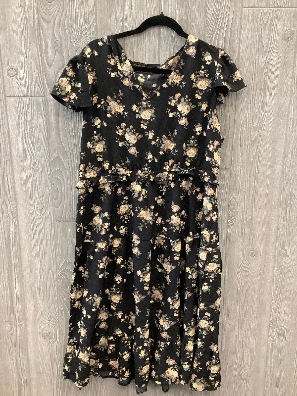Black Dress Casual Midi Shein, Size 2x Trendy Square Neck Midi Dress
