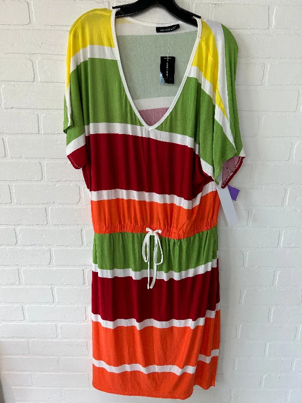 Striped Pattern Dress Casual Midi Ashley Stewart, Size 2x Comfortable Stretch Midi Dress